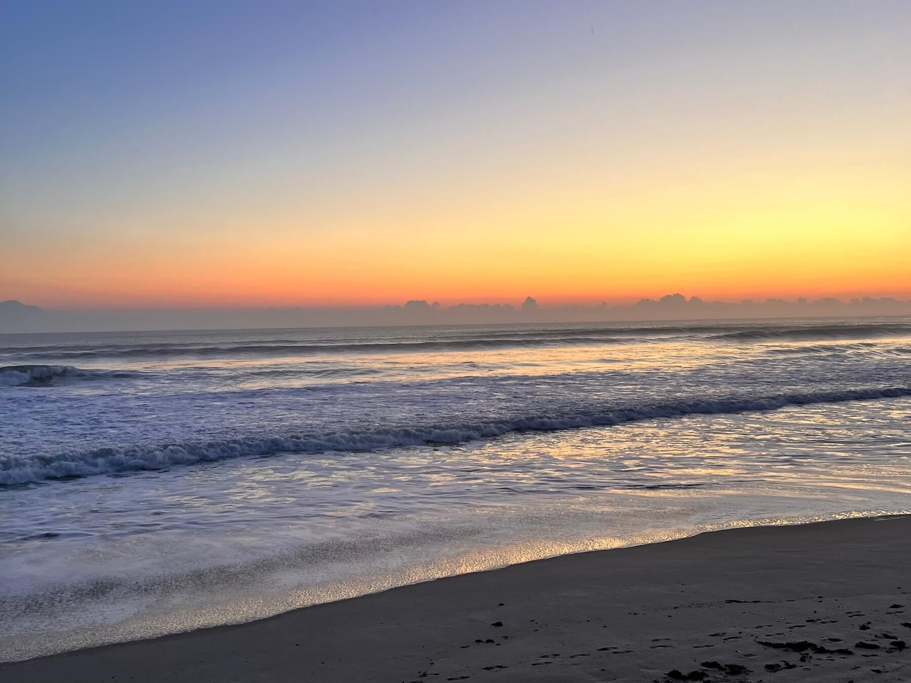 Sunset on Indialantic, Florida beach on the Space Coast.