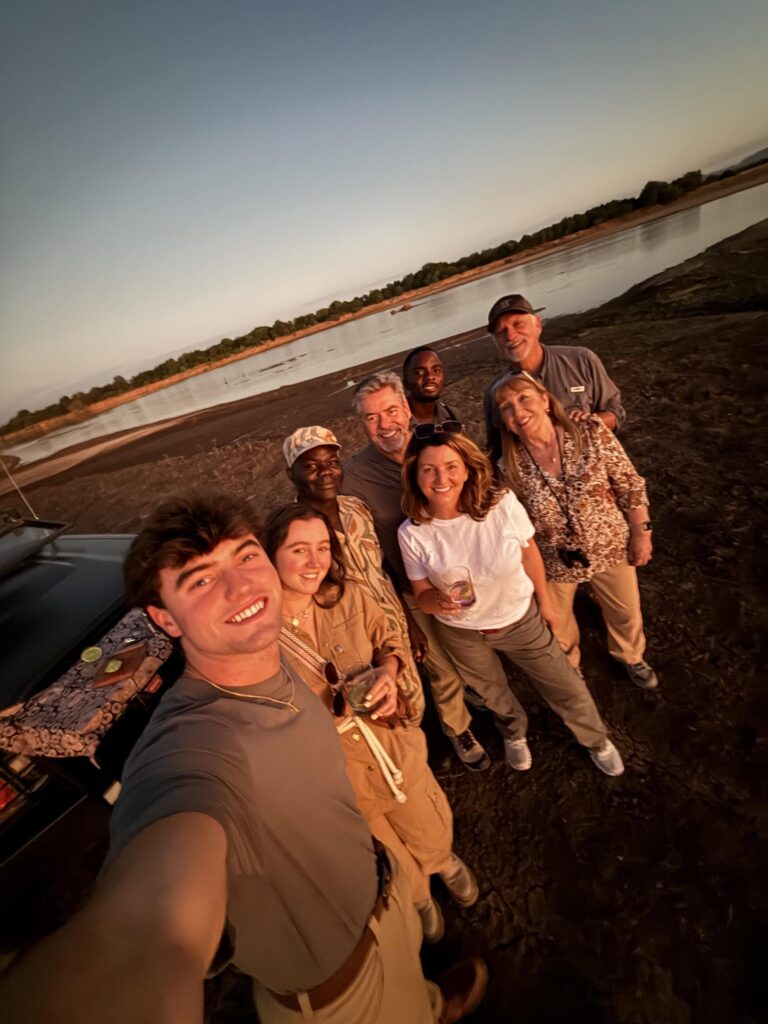 A family on an Africa safari.